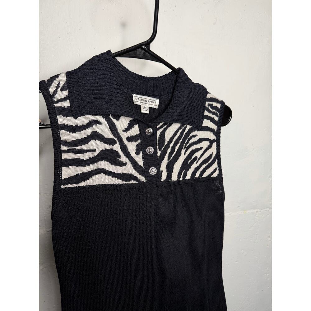 Vintage Black St. John Sport Sleeveless Women ANIMAL PRINT Dress Size P - Picture 8 of 8